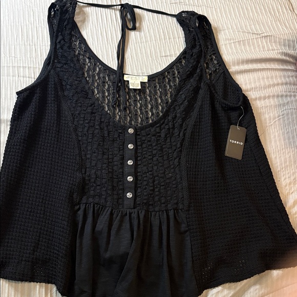 NWT TORRID Festi Henley Scoop Tank size 2X lace boho summer festival concert - Picture 7 of 11